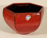 Rare Vintage Blue Mountain Pottery Red Drip Glaze Hexagon Shaped Bowl