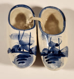 Delft Blue Holland Windmill Decor 2" Long Ceramic Clog Shoes Set
