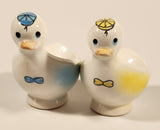 Vintage Yellow And Blue Duck with Bow Ties and Caps 3 1/4" Hand Painted Ceramic Egg Cup Holders Set of 2