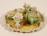 Bunny Rabbits In Cabbage Patch Themed Miniature Resin Tea Set