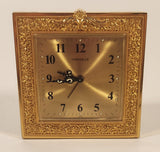 Vintage Bulova Caravelle Ornate Gold Tone Framed Brass Desk Clock Made in Japan