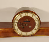 Vintage Weimar Wood Cased Mantle Clock with key Made in Germany