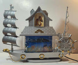 Happy Motion Aquarium Musical Sail Boat Ship Clock Light Up Lamp