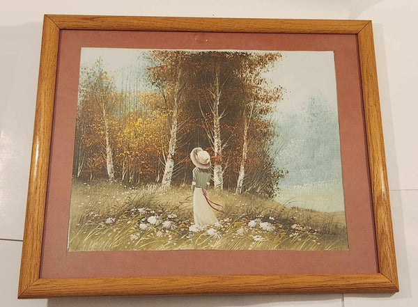 Girl Walking in Meadow By Trees Original Painting By Denala