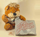 Vintage 1989 Zeller's Zeddy Brown Teddy Bear Mascot 14" Stuffed Plush Toy with Original Bag and Sticker