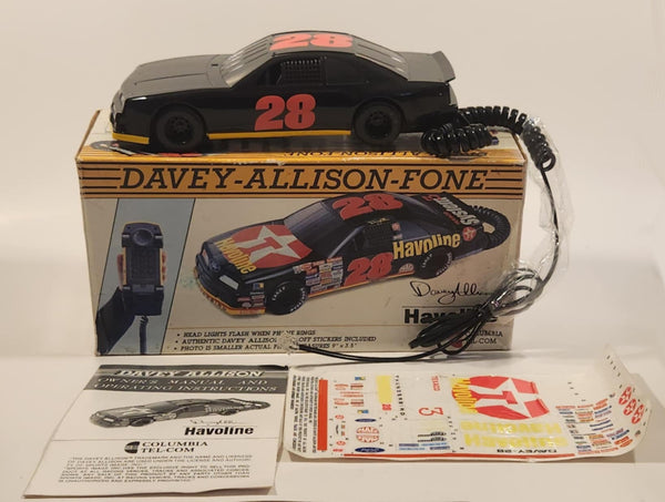 1992 Columbia Tel-Com NASCAR #28 Davey Allison Fone Texaco Havoline Ford Thunderbird Race Car Shaped Telephone New in Box