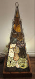 Large 39" Custom Handmade Seagulls Nautical Ocean Seascape Leaded Slag Glass Pyramidal Lamp