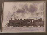 1986 Ted Rose 492 Rio Grande Steam Engine Train Locomotive 21" x 24 1/2" Framed Art Print