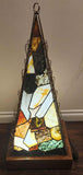 Large 39" Custom Handmade Seagulls Nautical Ocean Seascape Leaded Slag Glass Pyramidal Lamp