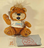Vintage 1989 Zeller's Zeddy Brown Teddy Bear Mascot 14" Stuffed Plush Toy with Original Bag and Sticker