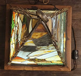 Large 39" Custom Handmade Seagulls Nautical Ocean Seascape Leaded Slag Glass Pyramidal Lamp