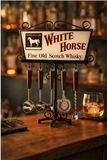 Vintage White Horse Fine Old Scotch Whisky Mirror Nostalgia Bar Tools Drink Mixing 14 1/2" Tall 5 Piece Set Man Cave Collectible