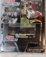 1999 Fleer Skybox White Rose Collectibles NFL Pittsburgh Steelers GMC Yukon Black Die Cast Toy Car Vehicle and Kordell Stewart Trading Card New in Package