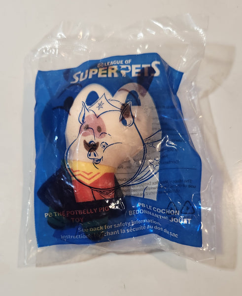 2022 McDonald's DC League of Super Pets PB The Potbelly Pig 4" Tall Stuffed Plush Toy Figure New in Package