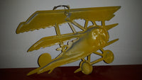 Vintage Homco Yellow Tri-plane WWI Era Cast Metalware Wall Plaque 1975 - Treasure Valley Antiques & Collectibles