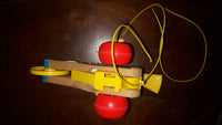 1970 Fisher Price Mini Copter Helicopter Wood Pull Toy - Treasure Valley Antiques & Collectibles