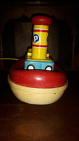 Vintage 1967 Tuggy Tooter Boat Ship Fisher-Price ~Missing Squeezer - Treasure Valley Antiques & Collectibles