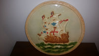 Lovely Antique Tall Ship Chalkware Wall Hanging Decor - Treasure Valley Antiques & Collectibles