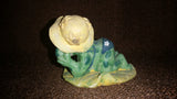 Small Frog in Bikini and Sun Hat Lounging Out on a Lilly Pad Decorative Ornament - Treasure Valley Antiques & Collectibles