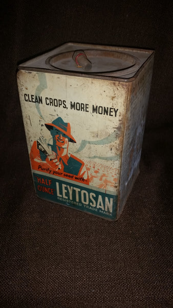 Rare 1940s Leytosan Poison (Mercury) Fungicide Tin for Smut Control in Grain Seeds England - Treasure Valley Antiques & Collectibles