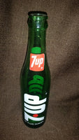 Vintage 1970s 7up 10 Fluid Ounces Green Glass Bottle in Great Condition - Treasure Valley Antiques & Collectibles