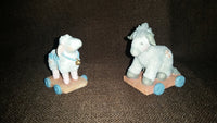 Cherished Teddies Sheep/Donkey Pull-Toy Nativity Figurines 1993 #912867 In Box - Treasure Valley Antiques & Collectibles