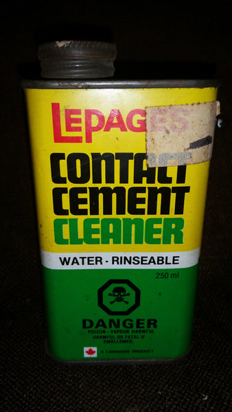 Vintage 1960-70s LePage Contact Cement Cleaner Tin (approx half full) - Treasure Valley Antiques & Collectibles