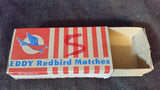 Vintage 1960-70s Eddy Redbird Matches Cardboard Advertising Empty Box Left Logo 5 Written - Treasure Valley Antiques & Collectibles