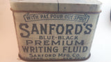 Antique 1920s Sanford's Inks Blue-Black Premium Writing Fluid Tin Chicago - Treasure Valley Antiques & Collectibles