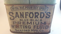 Antique 1920s Sanford's Inks Blue-Black Premium Writing Fluid Tin Chicago - Treasure Valley Antiques & Collectibles