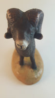 Vintage Ceramic Mounted Ram Figurine Hand Painted - Treasure Valley Antiques & Collectibles