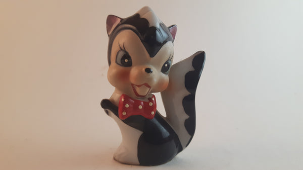 Vintage 1940-50s Porcelain Little Stinker Animal Skunk With Red Bow Figurine Made in Japan - Treasure Valley Antiques & Collectibles