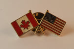 Vintage Enamel Canada USA American Flag Lapel Pin - Treasure Valley Antiques & Collectibles