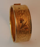 Vintage Art Nouveau Etched Floral Gold-look Metal Hinged Bangle - Treasure Valley Antiques & Collectibles