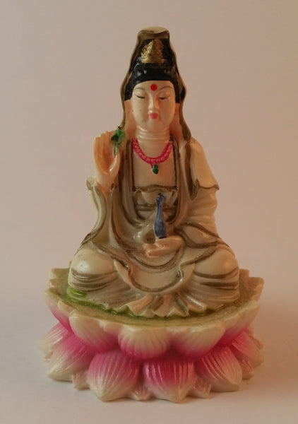 Vintage Buddha Goddess Painted Ceramic Statue Figurine - Treasure Valley Antiques & Collectibles