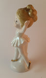 Vintage Porcelain Ceramic Ballerina with Gold Slippers and Hair Bow - Treasure Valley Antiques & Collectibles