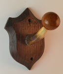 Antique Wooden Crest Antler/Horn Bone Coat Hat Hook - Treasure Valley Antiques & Collectibles