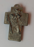 Vintage "Saint Christopher Protect Us" Jesus Mary and Joseph Cross Rosary Pendant Italy - Treasure Valley Antiques & Collectibles