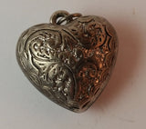 Vintage Hollow Etched Heart Silver Look Pendant. - Treasure Valley Antiques & Collectibles