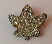 Vintage 1980s White Rhinestone Maple Leaf Brooch - Treasure Valley Antiques & Collectibles