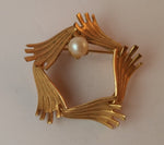 Vintage Pearl Gold Tone Wreath Brooch - Treasure Valley Antiques & Collectibles