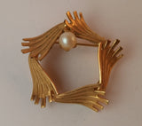 Vintage Pearl Gold Tone Wreath Brooch - Treasure Valley Antiques & Collectibles