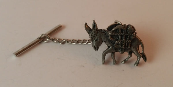 Vintage Signed J. Ritter Donkey Mule Tie Tack Chain Pin - Treasure Valley Antiques & Collectibles