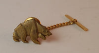 1970s Gold Tone Grizzly Bear Tie Tack Pin - Treasure Valley Antiques & Collectibles