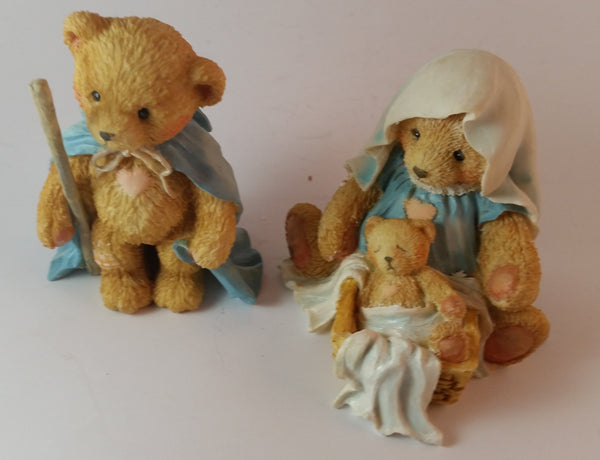 Cherished Teddies Nativity Figurines Josh, Maria & Baby "A Baby Is God's Gift of Love" - Treasure Valley Antiques & Collectibles