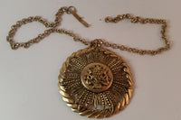 Vintage Royal Coat of Arms Gold Tone Medallion Necklace - Treasure Valley Antiques & Collectibles