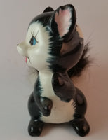 Vintage 1950s Cute Kitschy Furry Porcelain Skunk Figurine Japan - Treasure Valley Antiques & Collectibles