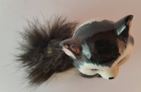 Vintage 1950s Cute Kitschy Furry Porcelain Skunk Figurine Japan - Treasure Valley Antiques & Collectibles