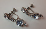 Vintage 1950s Signed Coro Clear Rhinestone Screw Back Earrings - Treasure Valley Antiques & Collectibles