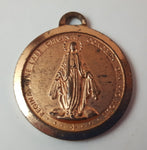 Early 20th Century Saint Catherine Labouré Miraculous Medal Virgin Mary Rosary Copper Look Pendant - Treasure Valley Antiques & Collectibles